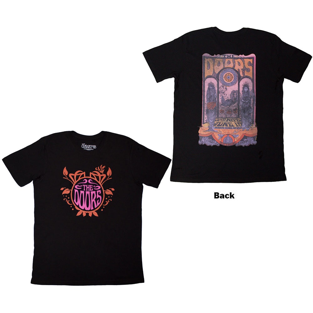 The Doors - Pink Orange Heren Tshirt - Zwart